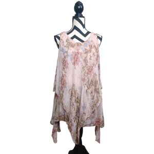 IVY and Lace Made in Italy Silk Blend Floral Sz M Layered Sleeveless Tunic Top